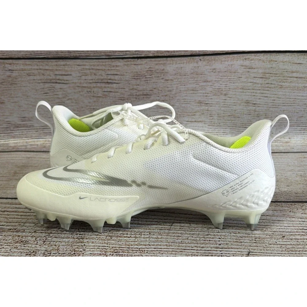 Nike Alpha Huarache 8 Pro White Silver Lacrosse Cleats CW4439-100 Mens 10 NWOB